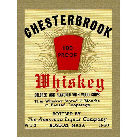 Chesterbrook Whiskey White Modern Wood Framed Art Print by Vintage Booze Labels