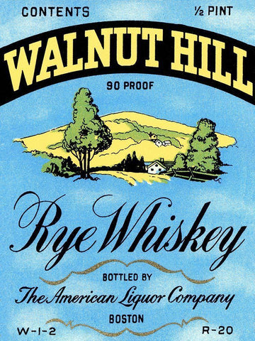 Walnut Hill Rye Whiskey White Modern Wood Framed Art Print with Double Matting by Vintage Booze Labels