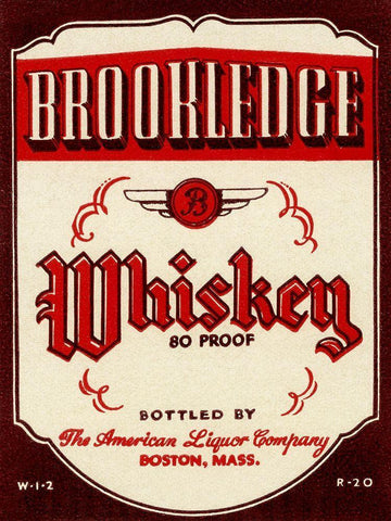 Brookledge Whiskey White Modern Wood Framed Art Print with Double Matting by Vintage Booze Labels