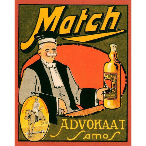 Match Advokaat Samos Black Modern Wood Framed Art Print with Double Matting by Vintage Booze Labels