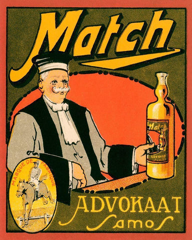 Match Advokaat Samos White Modern Wood Framed Art Print with Double Matting by Vintage Booze Labels