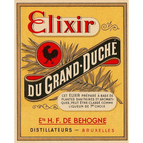 Elixir du Grand - Duche Black Modern Wood Framed Art Print with Double Matting by Vintage Booze Labels