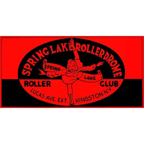 Spring Lake Rollerdome Roller Club Black Modern Wood Framed Art Print with Double Matting by Retrorollers