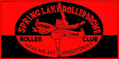 Spring Lake Rollerdome Roller Club White Modern Wood Framed Art Print with Double Matting by Retrorollers