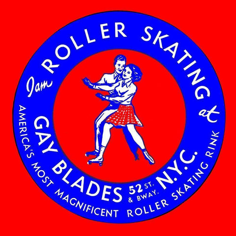 Gay Blades Roller Skating NYC Gold Ornate Wood Framed Art Print with Double Matting by Retrorollers