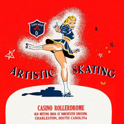 Artistic Skating White Modern Wood Framed Art Print with Double Matting by Retrorollers