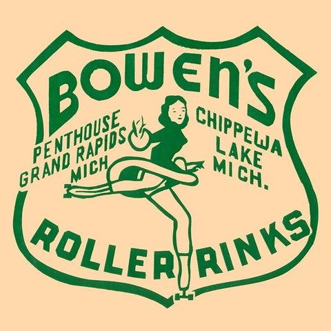 Bowens Roller Rinks Gold Ornate Wood Framed Art Print with Double Matting by Retrorollers