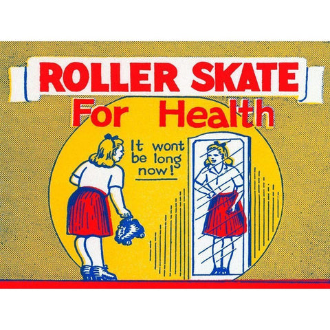 Roller Skate for Health White Modern Wood Framed Art Print by Retrorollers