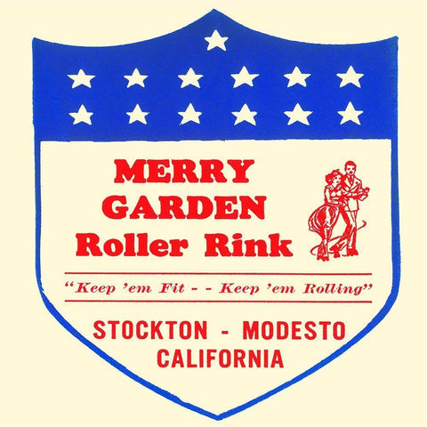 Merry Garden Roller Rink Black Ornate Wood Framed Art Print with Double Matting by Retrorollers