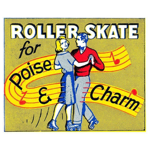 Roller Skate for Poise and Charm White Modern Wood Framed Art Print by Retrorollers