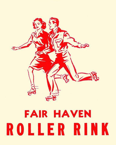 Fair Haven Roller Rink White Modern Wood Framed Art Print with Double Matting by Retrorollers