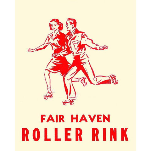 Fair Haven Roller Rink Black Modern Wood Framed Art Print with Double Matting by Retrorollers