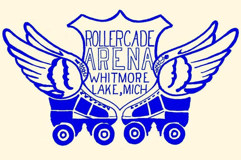 Rollercade Arena White Modern Wood Framed Art Print with Double Matting by Retrorollers