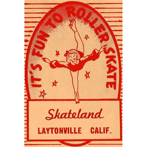 Its Fun To Roller Skate Gold Ornate Wood Framed Art Print with Double Matting by Retrorollers