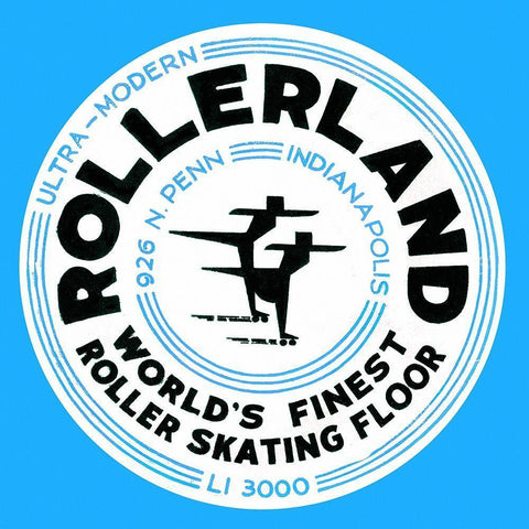 Rollerland Worlds Finest Roller Skating Floor Black Ornate Wood Framed Art Print with Double Matting by Retrorollers