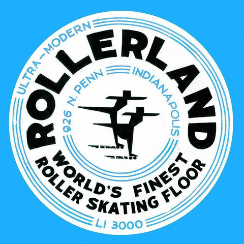 Rollerland Worlds Finest Roller Skating Floor Black Modern Wood Framed Art Print with Double Matting by Retrorollers