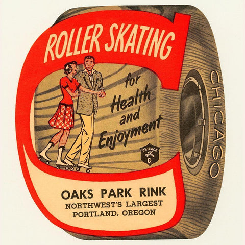 Roller Skating for Health and Enjoyment White Modern Wood Framed Art Print with Double Matting by Retrorollers