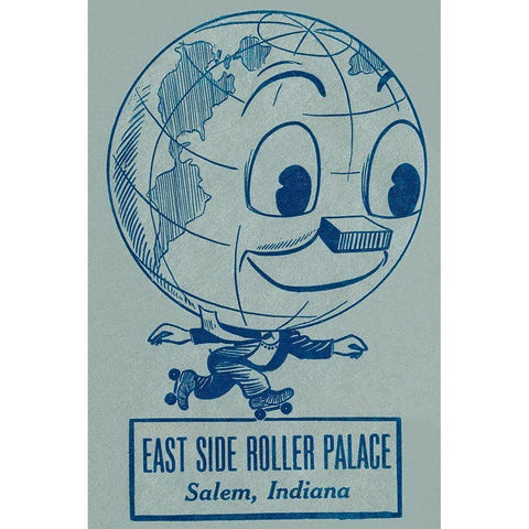 East Side Roller Palace White Modern Wood Framed Art Print by Retrorollers