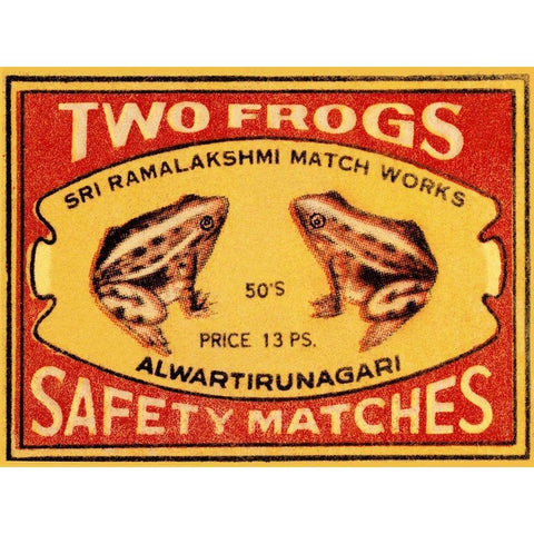 Two Frogs Safety Matches White Modern Wood Framed Art Print by Phillumenart