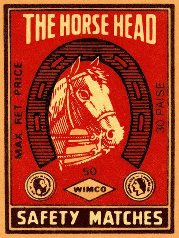 The Horse Head Safety Matches White Modern Wood Framed Art Print with Double Matting by Phillumenart