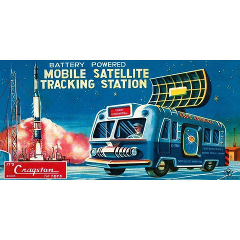 Mobile Satellite Tracking Station White Modern Wood Framed Art Print by Retrotrans