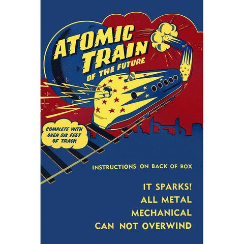 Atomic Train of the Future Gold Ornate Wood Framed Art Print with Double Matting by Retrotrans