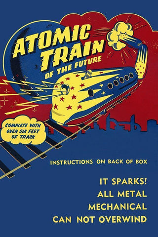 Atomic Train of the Future White Modern Wood Framed Art Print with Double Matting by Retrotrans