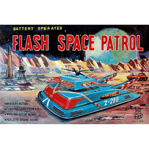 Flash Space Patrol Gold Ornate Wood Framed Art Print with Double Matting by Retrotrans