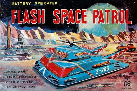 Flash Space Patrol White Modern Wood Framed Art Print with Double Matting by Retrotrans