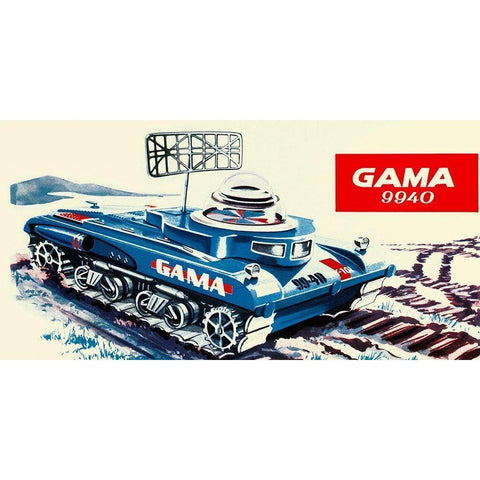 Gama 9940 Space Tank White Modern Wood Framed Art Print by Retrotrans