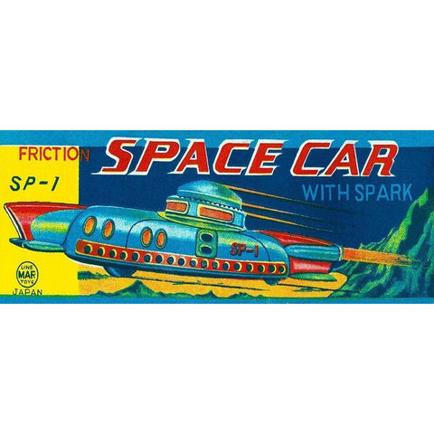 SP-1 Friction Space Car White Modern Wood Framed Art Print by Retrotrans