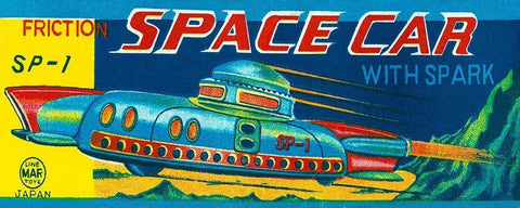 SP-1 Friction Space Car White Modern Wood Framed Art Print with Double Matting by Retrotrans