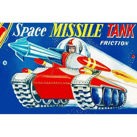 Space Missile Tank Black Modern Wood Framed Art Print with Double Matting by Retrotrans