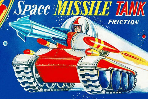 Space Missile Tank Black Ornate Wood Framed Art Print with Double Matting by Retrotrans