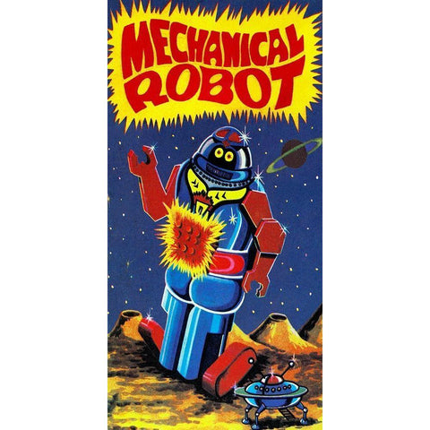 Mechanical Robot Black Modern Wood Framed Art Print with Double Matting by Retrobot