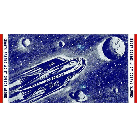 Rocket Space Ship 305 Gold Ornate Wood Framed Art Print with Double Matting by Retrorocket