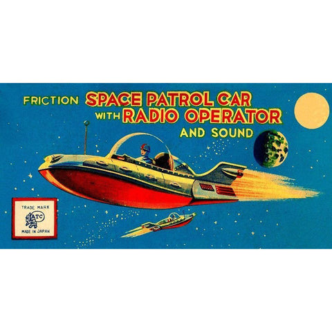 Space Patrol Car with Radio Operator Gold Ornate Wood Framed Art Print with Double Matting by Retrorocket