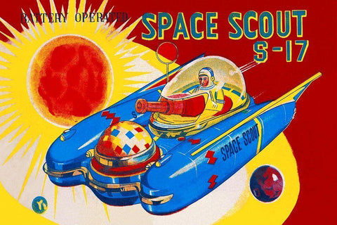 Space Scout S-17 White Modern Wood Framed Art Print with Double Matting by Retrorocket