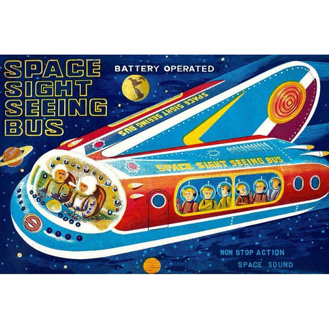 Space Sight Seeing Bus Gold Ornate Wood Framed Art Print with Double Matting by Retrorocket