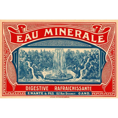 Eau Minerale Gold Ornate Wood Framed Art Print with Double Matting by Retrolabel