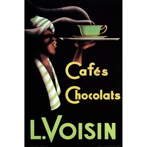 Cafes Chocolats L. Voisin Black Modern Wood Framed Art Print with Double Matting by Retrolabel