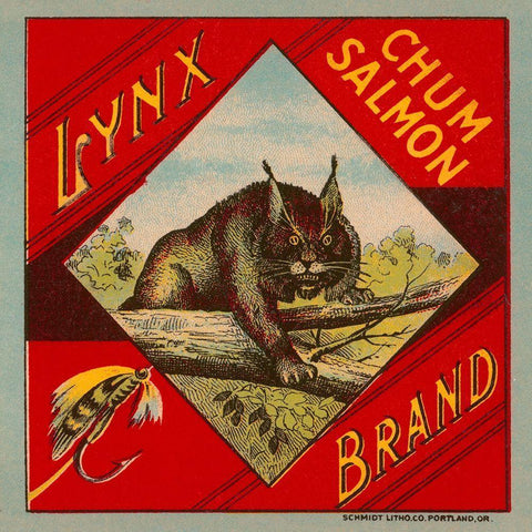 Lynx Brand Chum Salmon Gold Ornate Wood Framed Art Print with Double Matting by Retrolabel