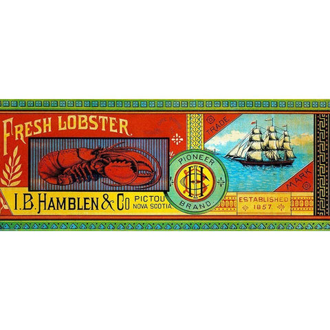 Pioneer Brand Fresh Lobster Gold Ornate Wood Framed Art Print with Double Matting by Retrolabel