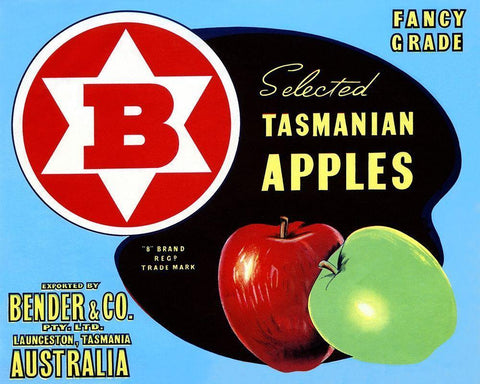 Fancy Grade Selected Tasmanian Apples White Modern Wood Framed Art Print with Double Matting by Retrolabel