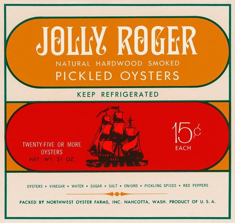 Jolly Roger Pickled Oysters Black Ornate Wood Framed Art Print with Double Matting by Retrolabel