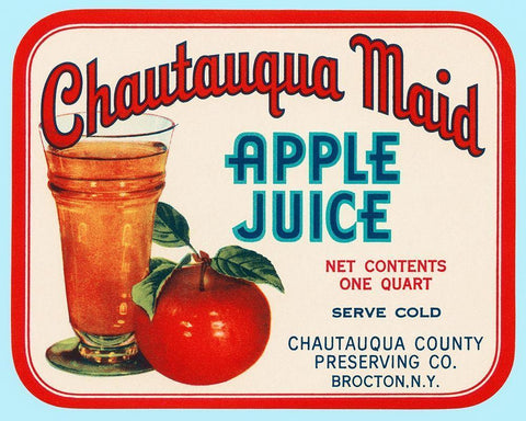 Chautauqua Maid Apple Juice White Modern Wood Framed Art Print with Double Matting by Retrolabel