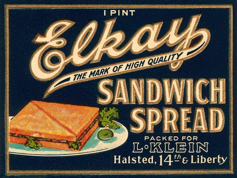 Elkay Sandwich Spread Black Ornate Wood Framed Art Print with Double Matting by Retrolabel