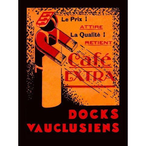 Cafe Extra - Docks Vauclusiens Black Modern Wood Framed Art Print by Retrolabel