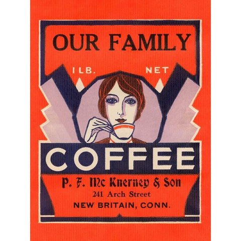 Our Family Coffee Gold Ornate Wood Framed Art Print with Double Matting by Retrolabel