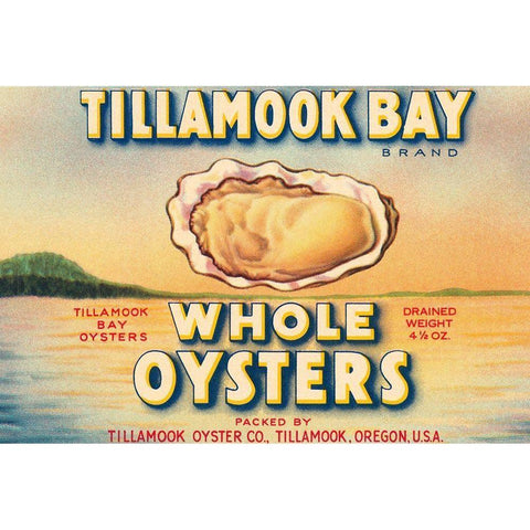 Tillamook Bay Whole Oysters Gold Ornate Wood Framed Art Print with Double Matting by Retrolabel